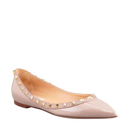           Garavani Rockstud Patent Ballet Flats Women flat shoes 5