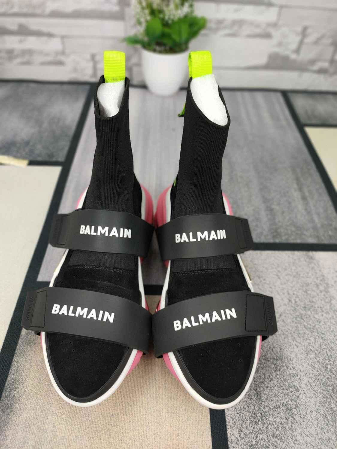 Balmain Men's B-Bold Double Logo Grip-Strap High-Top Sneakers