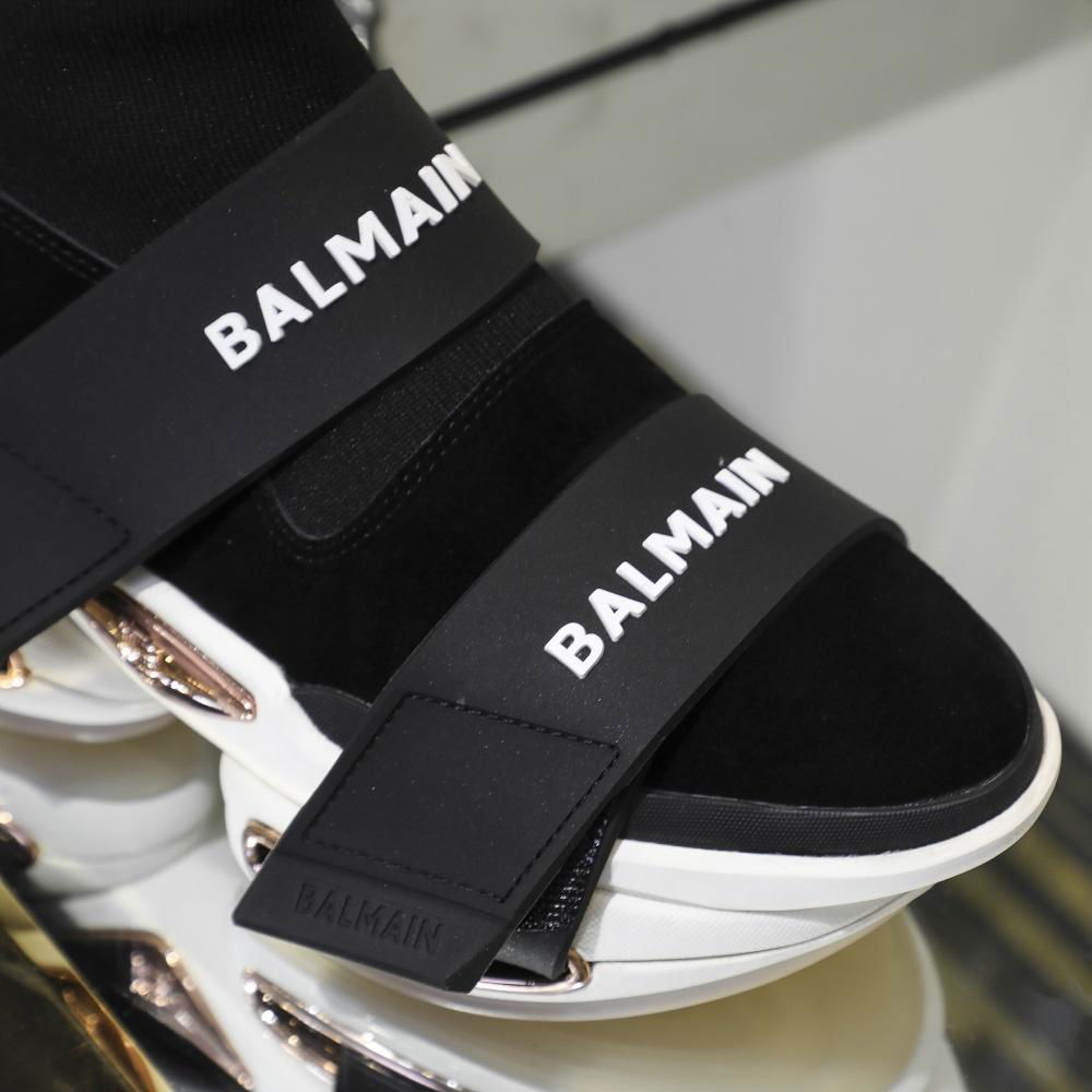 Balmain Men's B-Bold Double Logo Grip-Strap High-Top Sneakers
