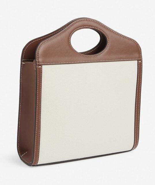         Pocket mini logo print canvas and leather top handle bag 2