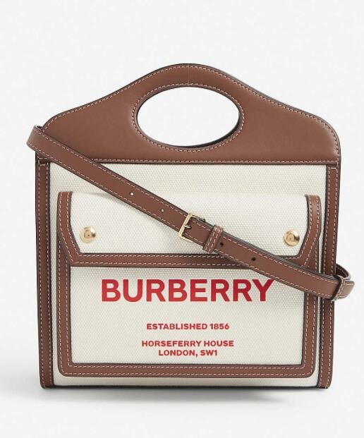 Burberry Pocket Canvas Logo Top Handle Tote Bag
