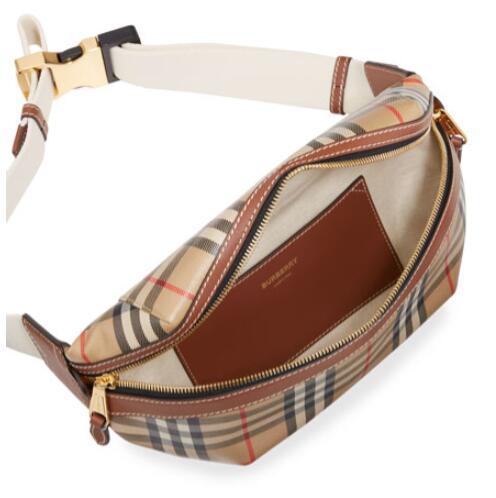          Men's Vintage Check Belt Bag cheap zip pocket waist bag  2