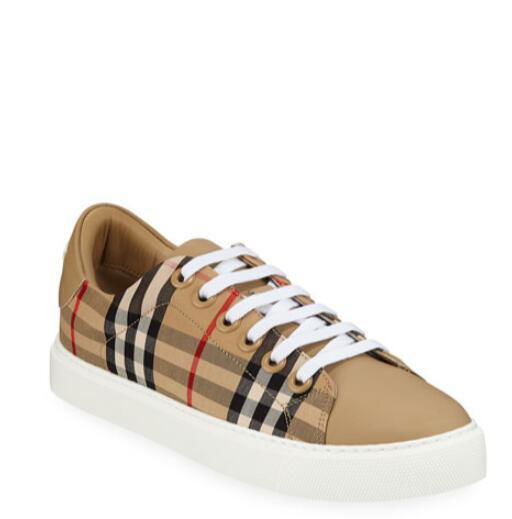          Albridge Check Sneakers vintage check-print canvas and leather shoes 2