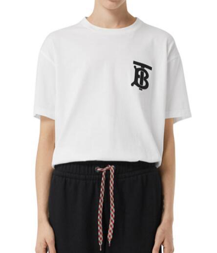          Emerson Oversized T-Shirt with TB Monogram White Women tee  3