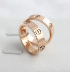 Cartier 18k rose gold 3 diamonds LOVE RING Fashion ring for love 