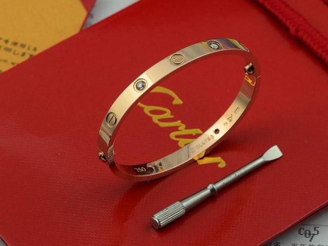 Cartier 18 k yellow gold 4 diamonds Love bracelet Fashion bracelets  3