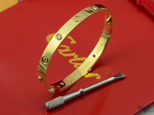Cartier 18 k yellow gold 4 diamonds Love bracelet Fashion bracelets  2