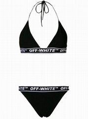 Off-White Black stretch nylon two pieces bikini off white logo tape bikini