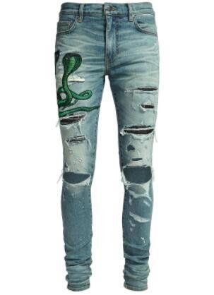 Amiri snake patch embroidered skinny jeans Amiri Snake Classic Broken jeans