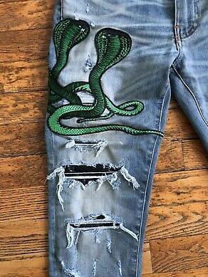 Amiri snake patch embroidered skinny jeans Amiri Snake Classic Broken jeans 2