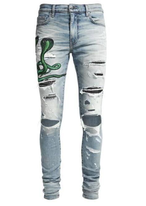 Amiri snake patch embroidered skinny jeans Amiri Snake Classic Broken jeans  - snake Jeans (China Trading Company) - Pants Trousers - Apparel