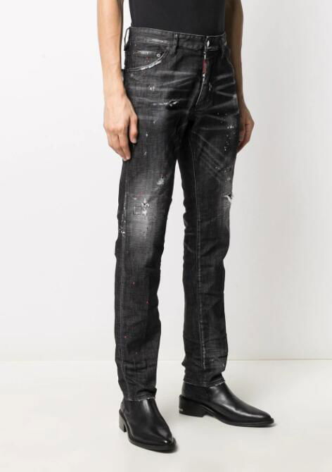 Dsquared2 ripped straight-leg jeans black dsq cotton jeans for men 2