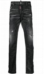 Dsquared2 ripped straight-leg jeans black dsq cotton jeans for men