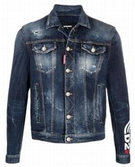 Dsquared2 faded denim jacket men classic long sleeves jean jacket