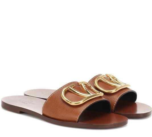           Garavani Go Logo embellished leather slides Women VLOGO leather sandal