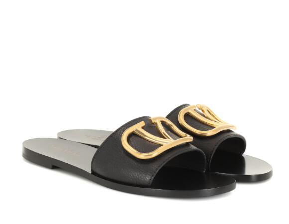           Garavani Go Logo embellished leather slides Women VLOGO leather sandal 5