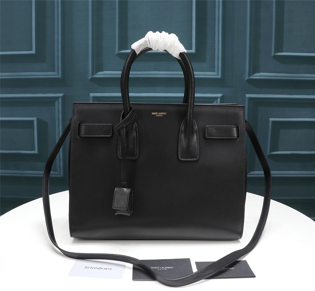 Saint Laurent Grained Calfskin Small Sac De Jour Fog 