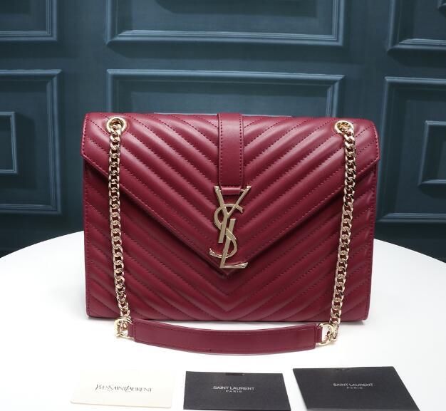 Saint Laurent V-Flap Large Monogram YSL Envelope Chain Shoulder Bag 