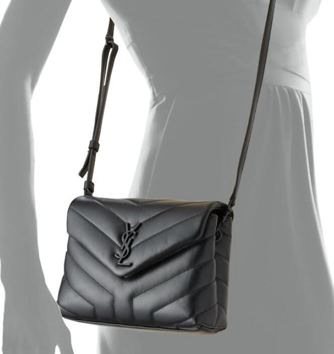 Saint Laurent Loulou Toy Matelasse Calfskin quilted leather Flap-Top Shoulder Bag Black Hardware