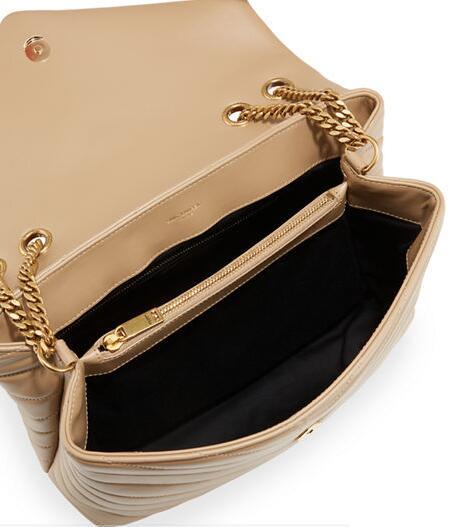 Saint Laurent Loulou Medium Calf Flap-Top Shoulder Bag Beige YSL chain bag