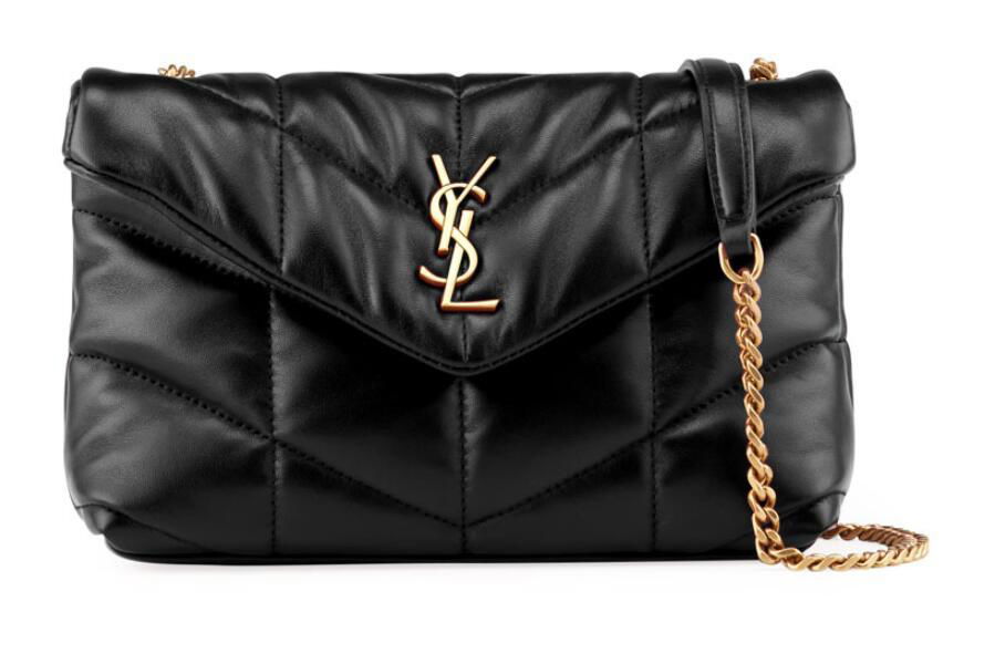 Saint Laurent LouLou Toy     Puffer Quilted Lambskin Crossbody Bag Black 