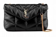 Saint Laurent LouLou Toy     Puffer Quilted Lambskin Crossbody Bag Black