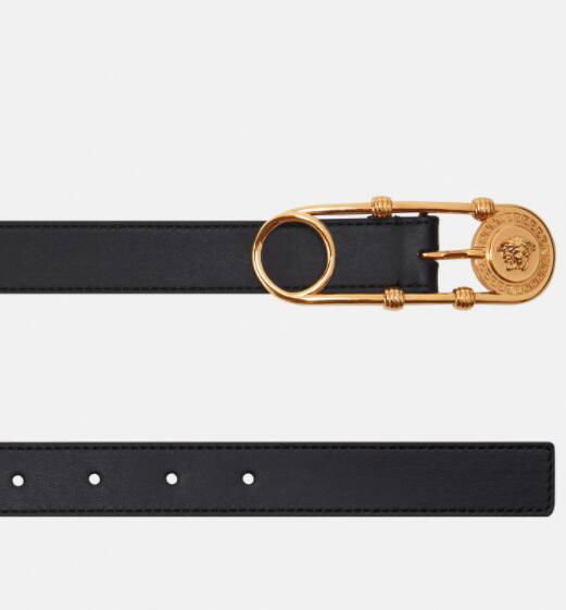         SAFETY PIN belt Women medusa leather waist belts 