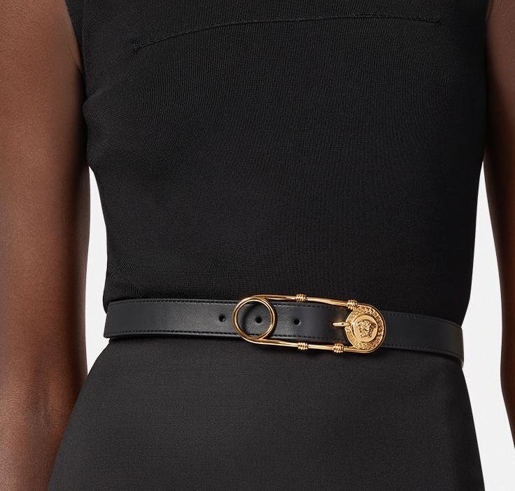         SAFETY PIN belt Women medusa leather waist belts  2
