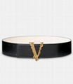 Versace House's iconic Virtus hardware in gold-tone adorns the buckle belt