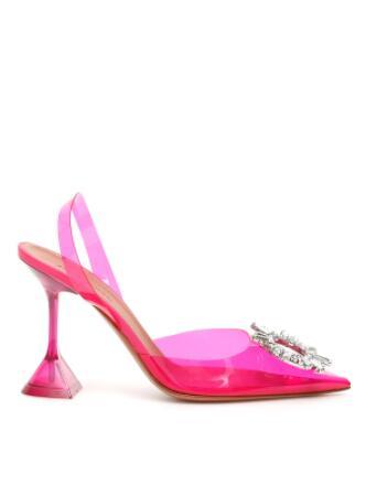 Amina Muaddi Begum Crystal-embellished Pvc Slingback Pumps pink