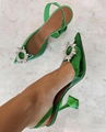 Amina Muaddi Begum Green PVC Clear Crystal Embellished Slingback Pump