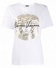         metallic Medusa print T-shirt Medusa crew-neck with logo and signature