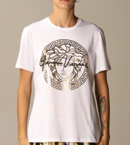         metallic Medusa print T-shirt Medusa crew-neck with logo and signature 4