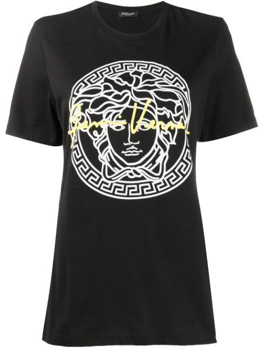         metallic Medusa print T-shirt Medusa crew-neck with logo and signature 13
