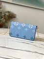 Louis Vuitton Felicie Pochette Blue Monogram leather Chain envelope bag clutch 