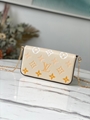 Louis Vuitton Felicie Pochette Blue Monogram leather Chain envelope bag clutch 