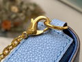 Louis Vuitton Felicie Pochette Blue Monogram leather Chain envelope bag clutch 