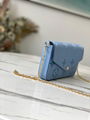 Louis Vuitton Felicie Pochette Blue Monogram leather Chain envelope bag clutch 
