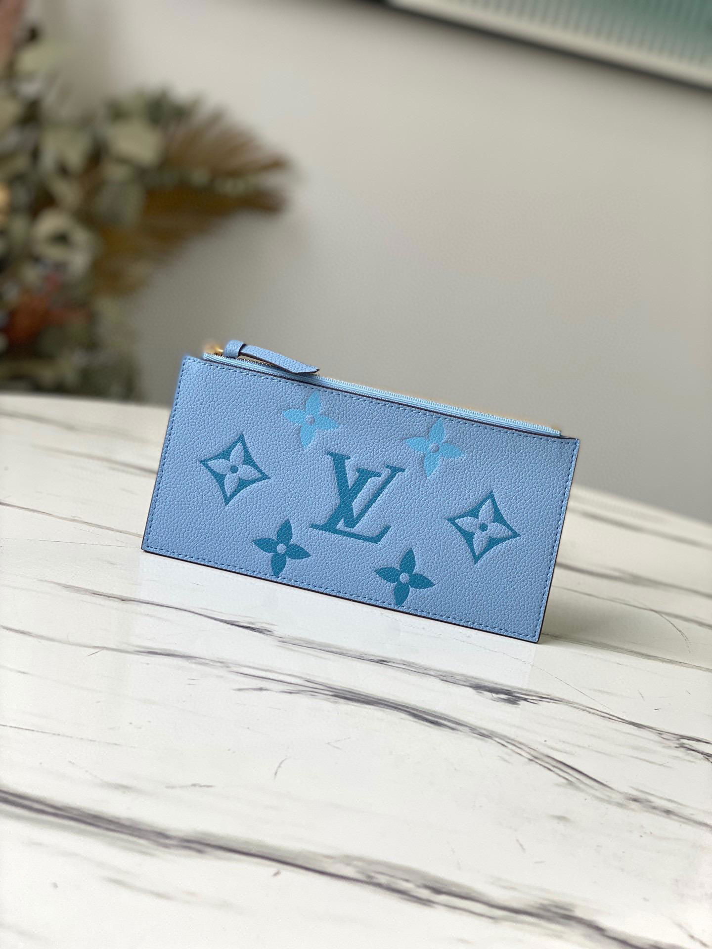               Felicie Pochette Blue Monogram leather Chain envelope bag clutch  4
