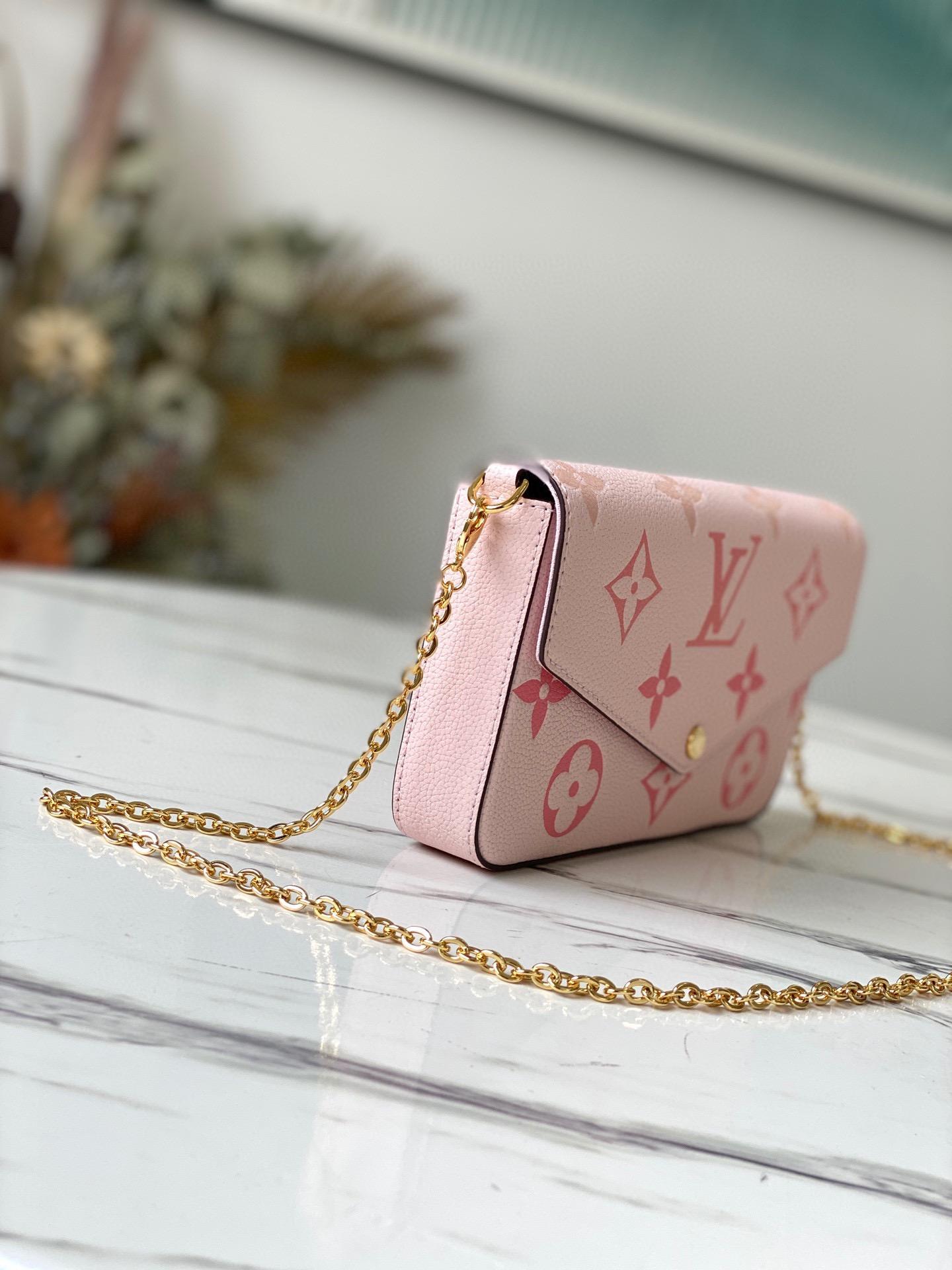               Felicie Pochette Blue Monogram leather Chain envelope bag clutch  10