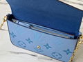 Louis Vuitton Felicie Pochette Blue Monogram leather Chain envelope bag clutch 