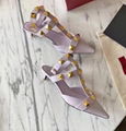 Valentino Roman Stud 50 leather pumps Lady Roman Stud Leather short heel sandals