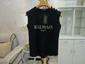 BALMAIN Button embellished printed cotton jersey tank Women t-shirts cheap tee 