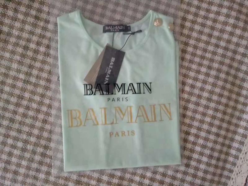 BALMAIN Button embellished printed cotton jersey tank Women t-shirts cheap tee  3
