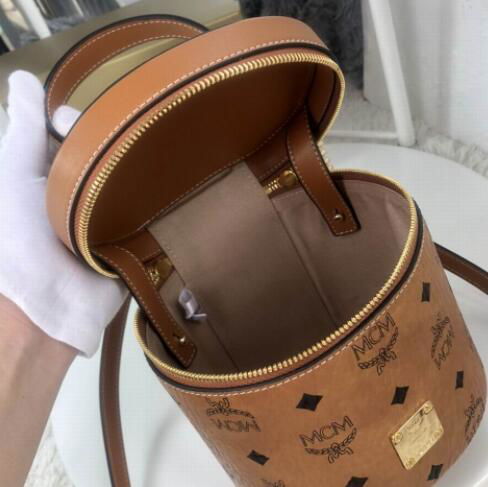 MCM logo print bucket box bag 