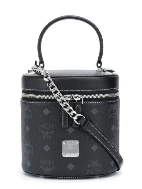 MCM logo print bucket box bag Women make up shoulder bag 