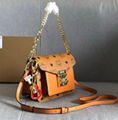 MCM monogram print crossbody bag with chain and leather strap 