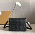 MCM monogram print crossbody bag with chain and leather strap 