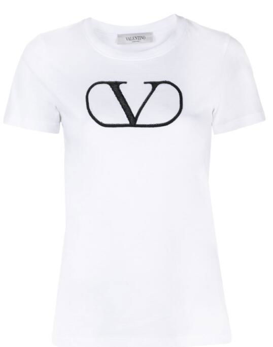           VLOGO-print T-shirt Women Cotton round neck short sleeves 