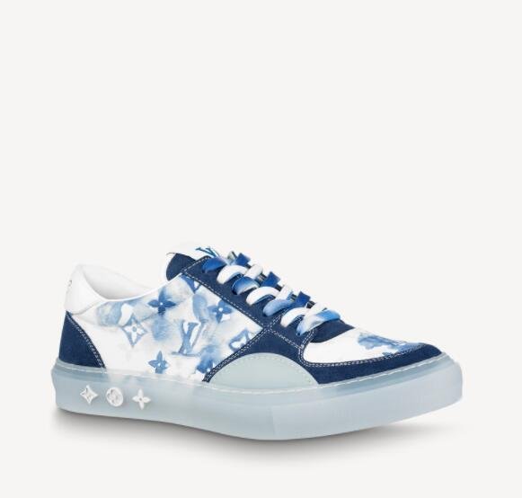               Blue Watercolor Monogram Flowers shoes     llie sneaker  4